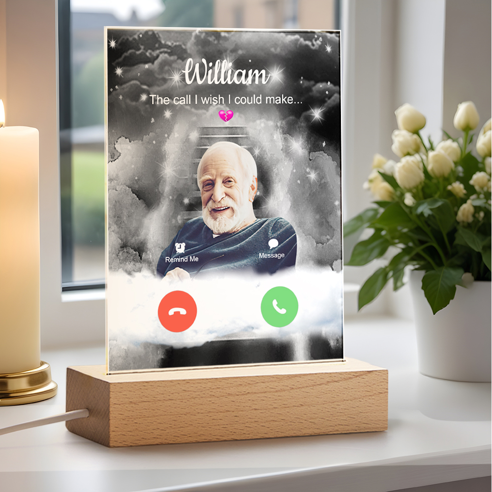 Custom Photo Acrylic Night Light Lamp Memorial Gift Remembrance Personalized Name Night Light detail