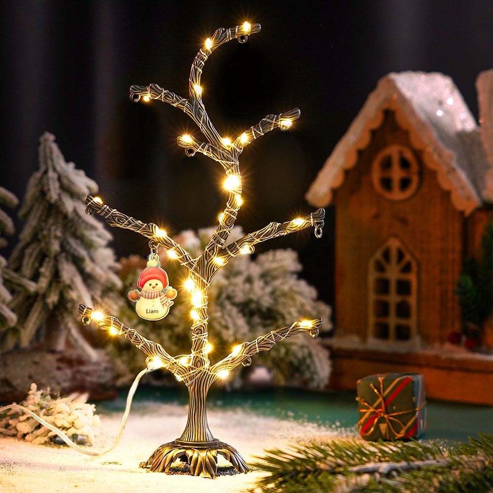 Personalized Christmas Name Night Light Snowman Tree Light Bedroom Night Light Christmas Gifts
