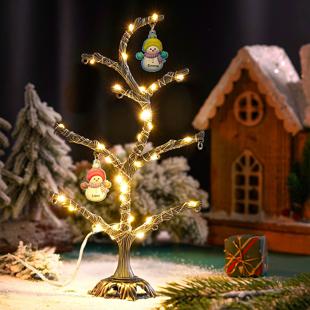 Personalized Christmas Name Night Light Snowman Tree Light Bedroom Night Light Christmas Gifts