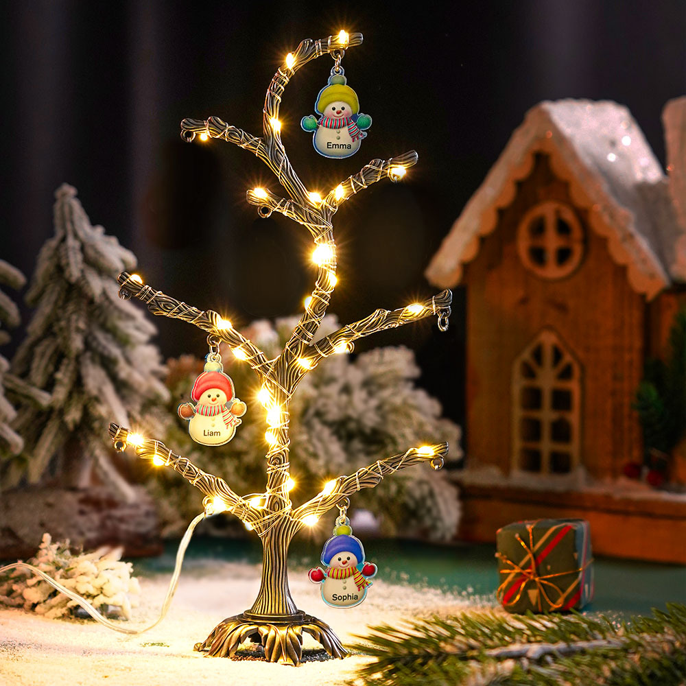 Personalized Christmas Name Night Light Snowman Tree Light Bedroom Night Light Christmas Gifts