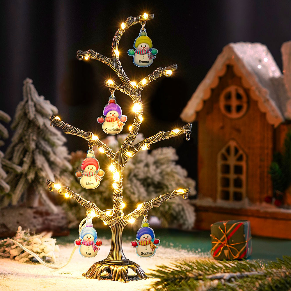 Personalized Christmas Name Night Light Snowman Tree Light Bedroom Night Light Christmas Gifts