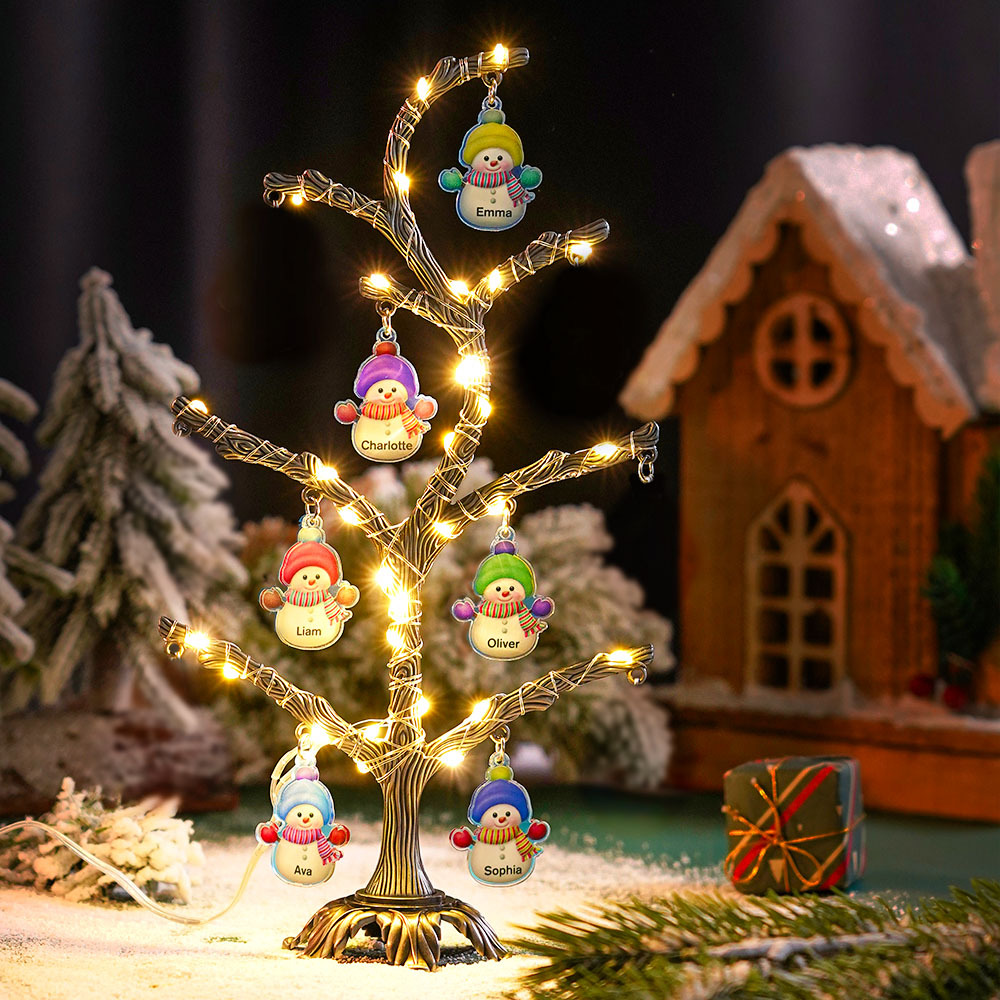 Personalized Christmas Name Night Light Snowman Tree Light Bedroom Night Light Christmas Gifts
