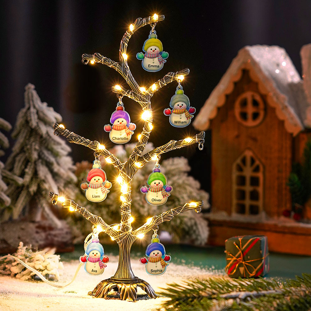 Personalized Christmas Name Night Light Snowman Tree Light Bedroom Night Light Christmas Gifts