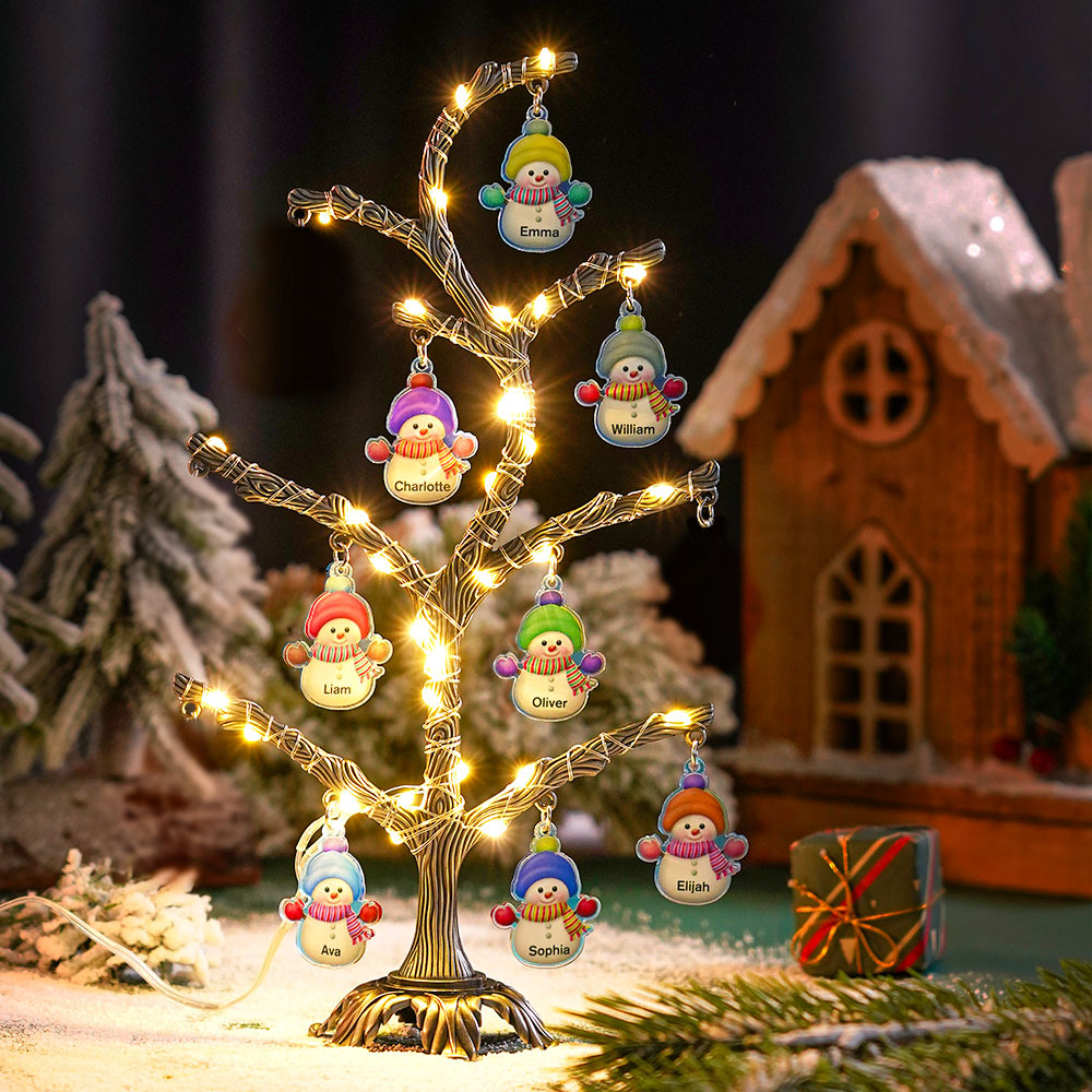 Personalized Christmas Name Night Light Snowman Tree Light Bedroom Night Light Christmas Gifts