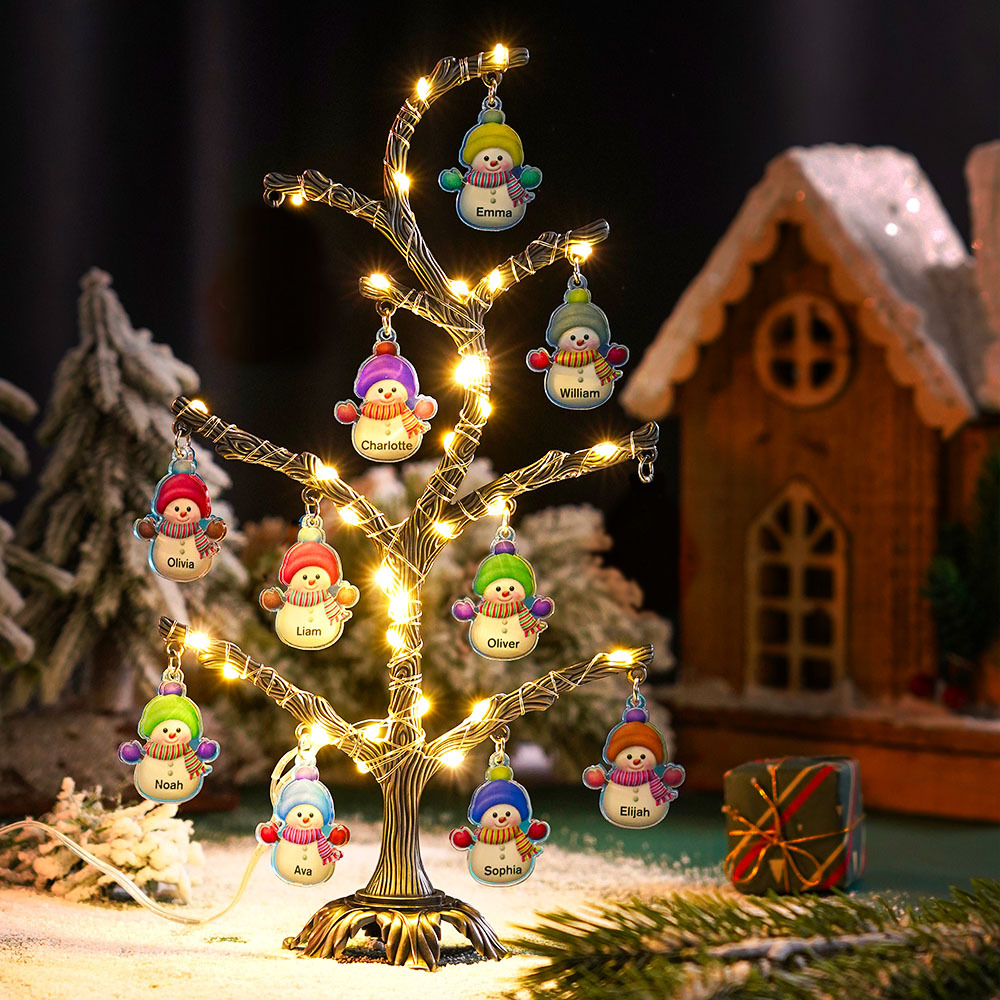 Personalized Christmas Name Night Light Snowman Tree Light Bedroom Night Light Christmas Gifts