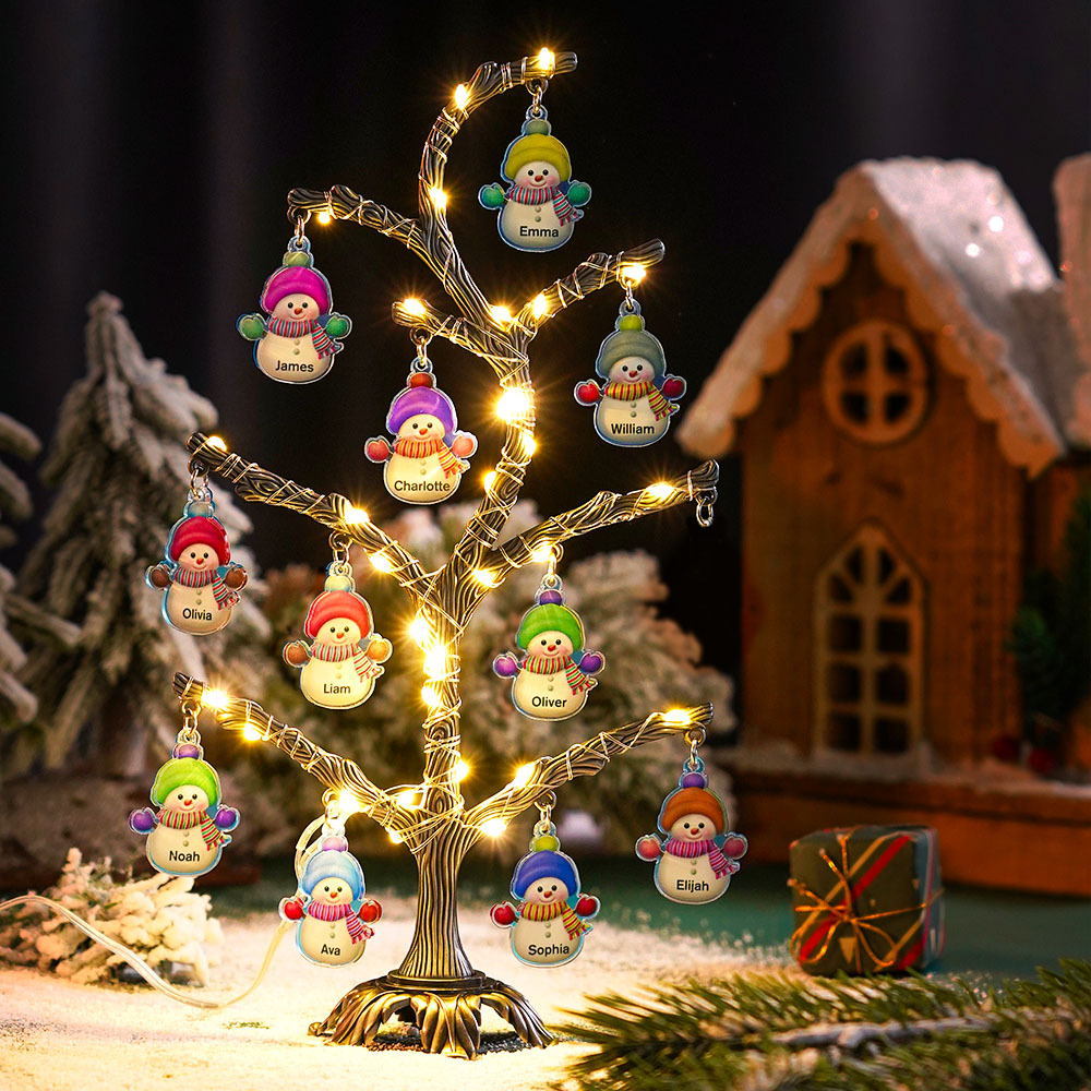 Personalized Christmas Name Night Light Snowman Tree Light Bedroom Night Light Christmas Gifts