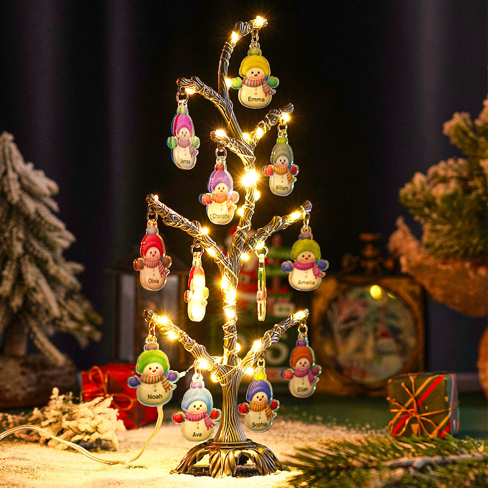 Personalized Christmas Name Night Light Snowman Tree Light Bedroom Night Light Christmas Gifts