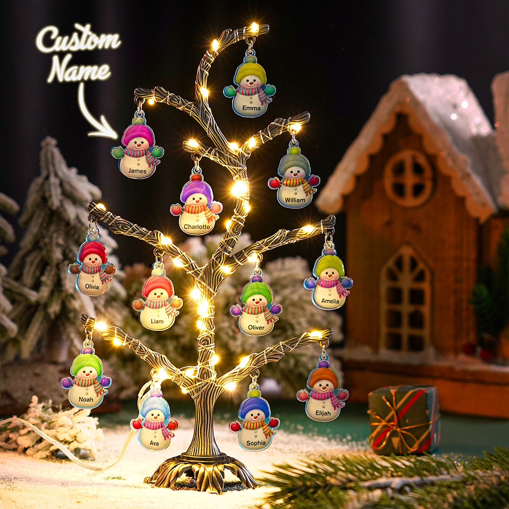 Personalized Christmas Name Night Light Snowman Tree Light Bedroom Night Light Christmas Gifts