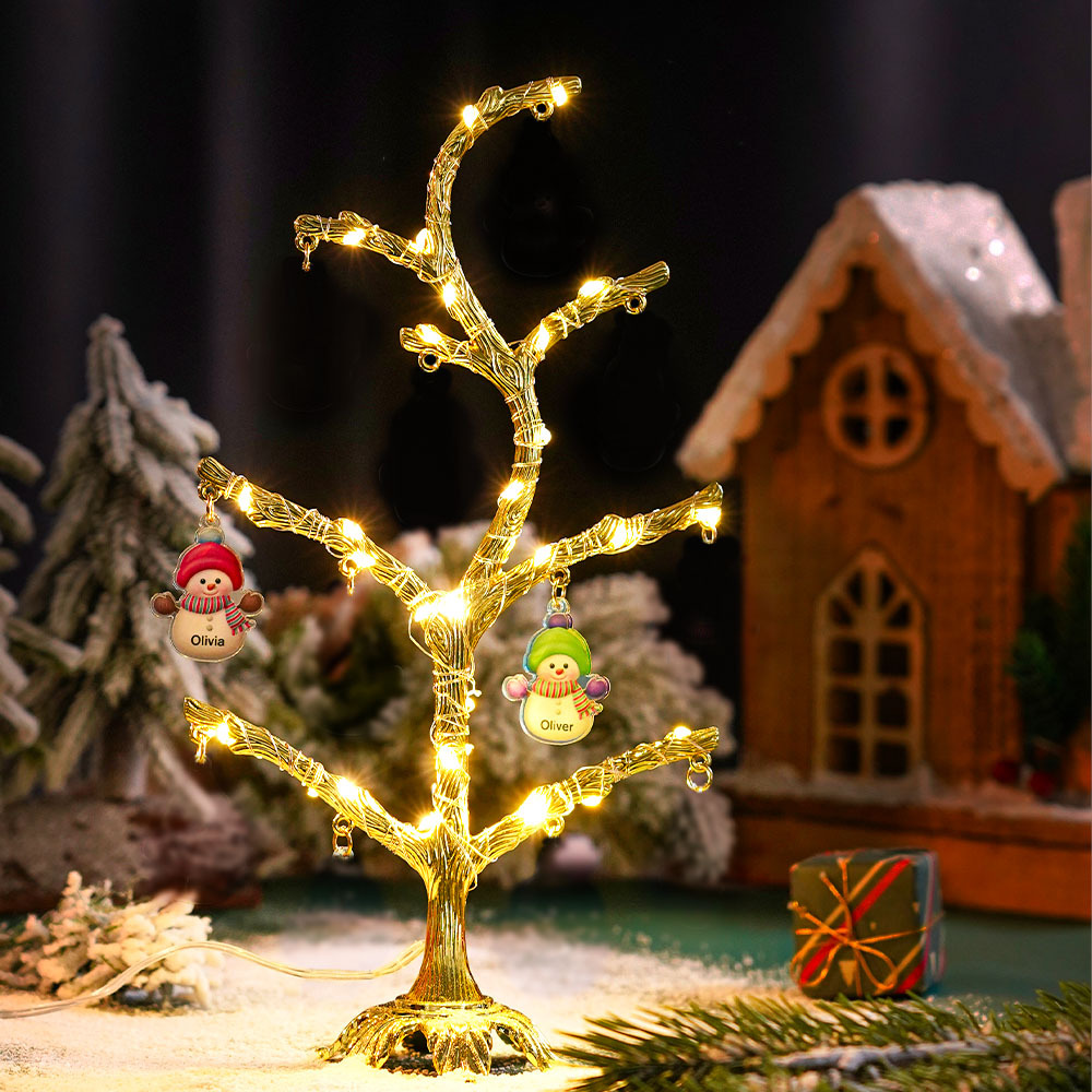 Personalized Christmas Name Night Light Snowman Tree Light Bedroom Night Light Christmas Gifts