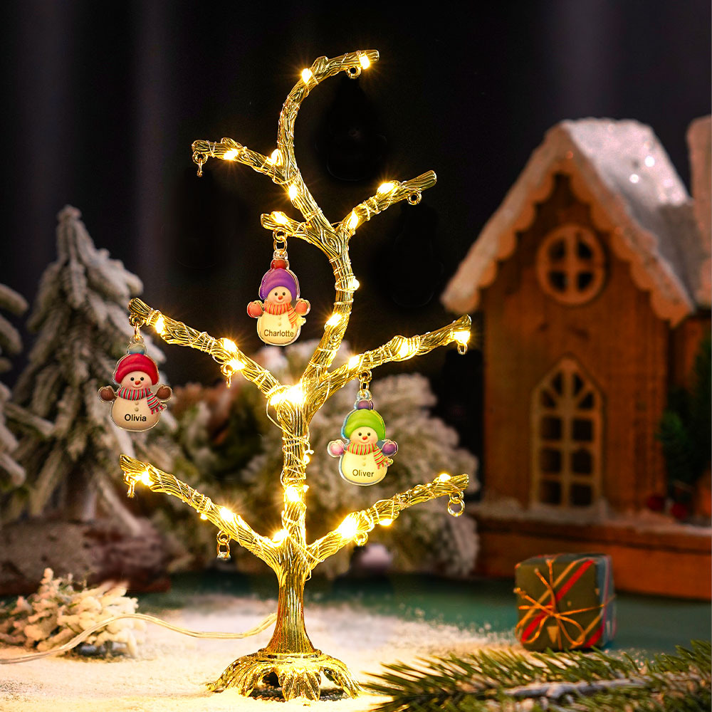 Personalized Christmas Name Night Light Snowman Tree Light Bedroom Night Light Christmas Gifts