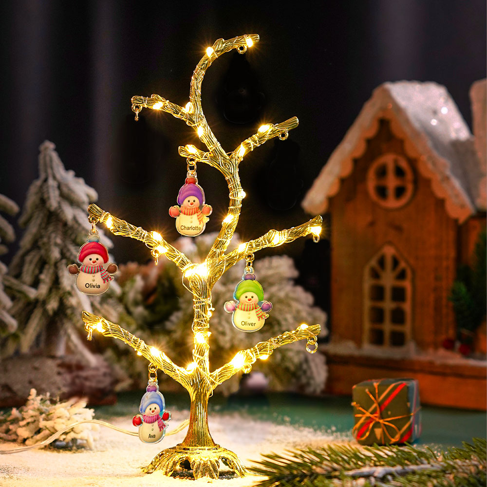 Personalized Christmas Name Night Light Snowman Tree Light Bedroom Night Light Christmas Gifts