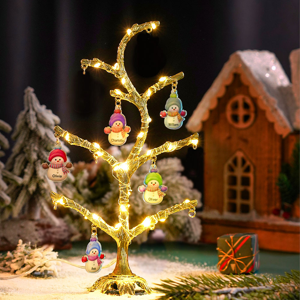 Personalized Christmas Name Night Light Snowman Tree Light Bedroom Night Light Christmas Gifts
