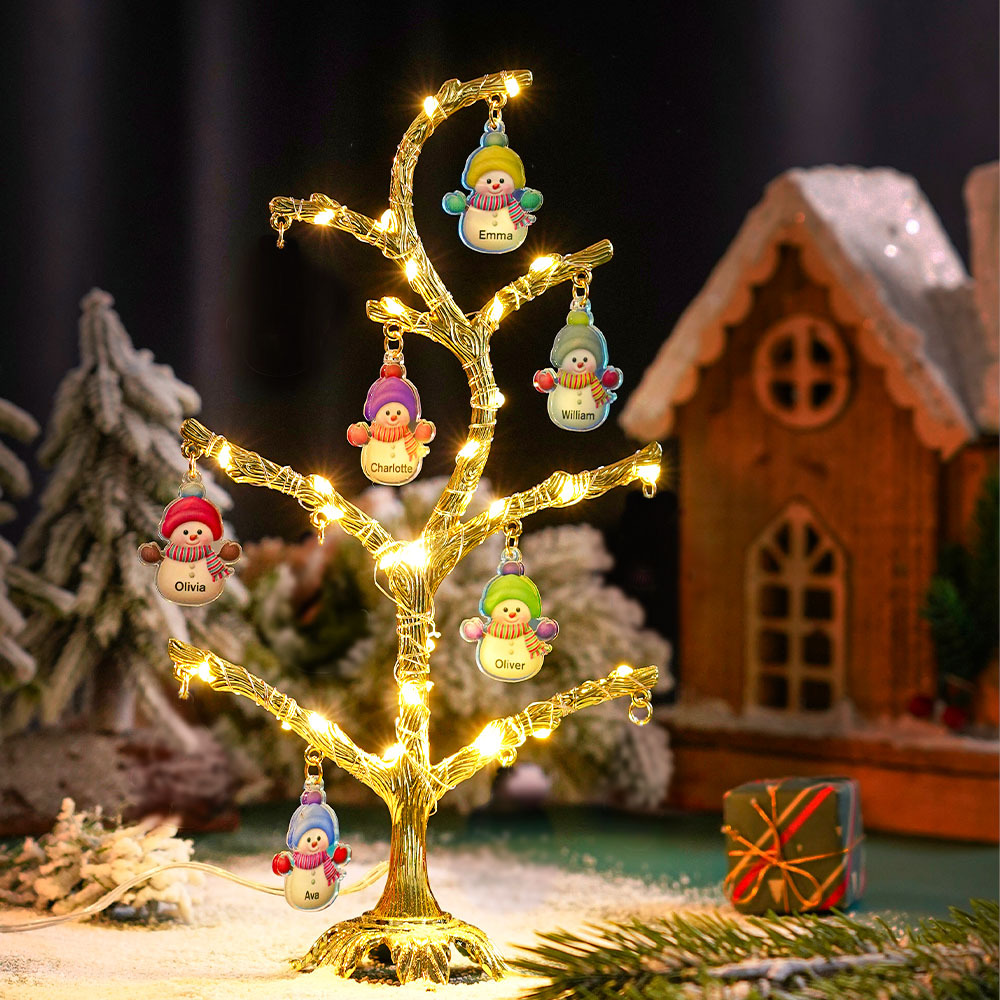 Personalized Christmas Name Night Light Snowman Tree Light Bedroom Night Light Christmas Gifts