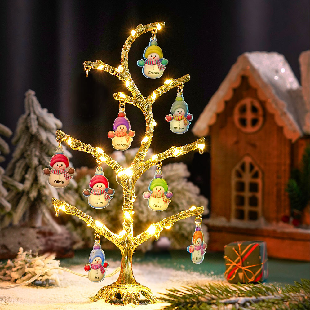 Personalized Christmas Name Night Light Snowman Tree Light Bedroom Night Light Christmas Gifts