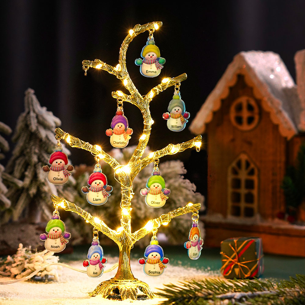 Personalized Christmas Name Night Light Snowman Tree Light Bedroom Night Light Christmas Gifts