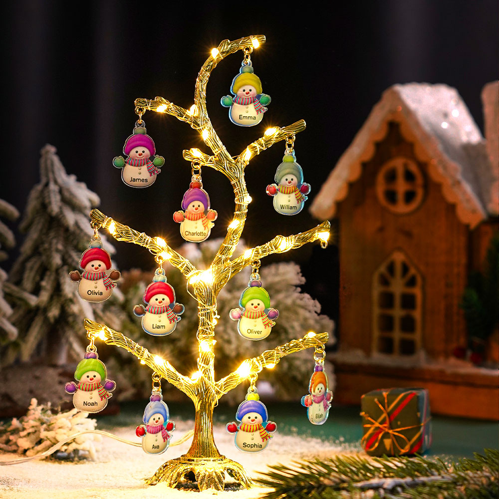 Personalized Christmas Name Night Light Snowman Tree Light Bedroom Night Light Christmas Gifts