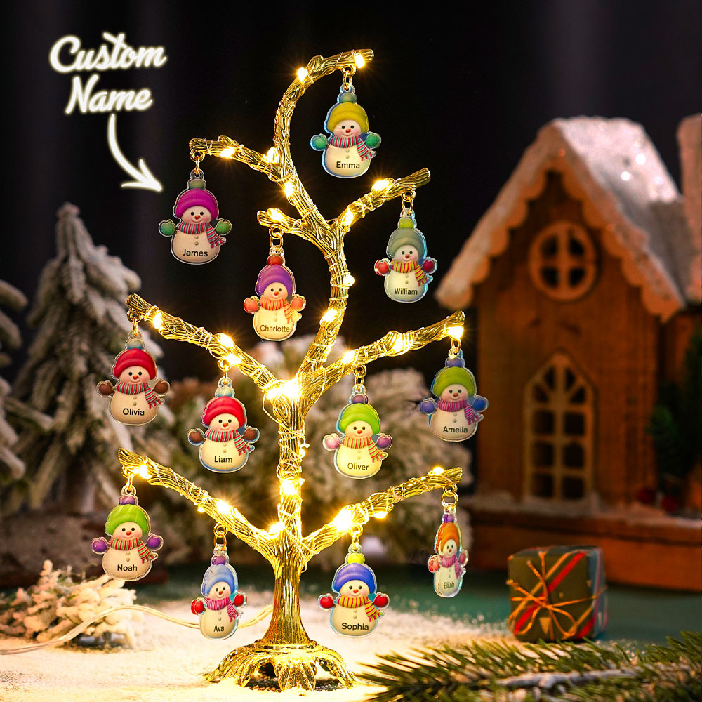 Personalized Christmas Name Night Light Snowman Tree Light Bedroom Night Light Christmas Gifts