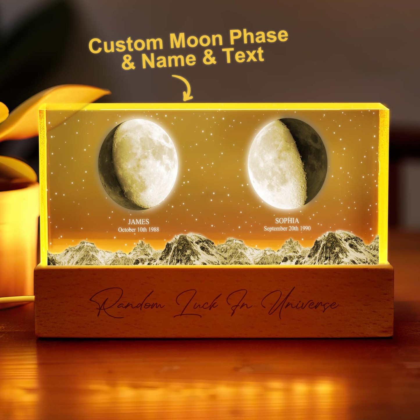 Personalized Moon Phase Night Light Custom Photo Light Gift for Lover - soufeelus