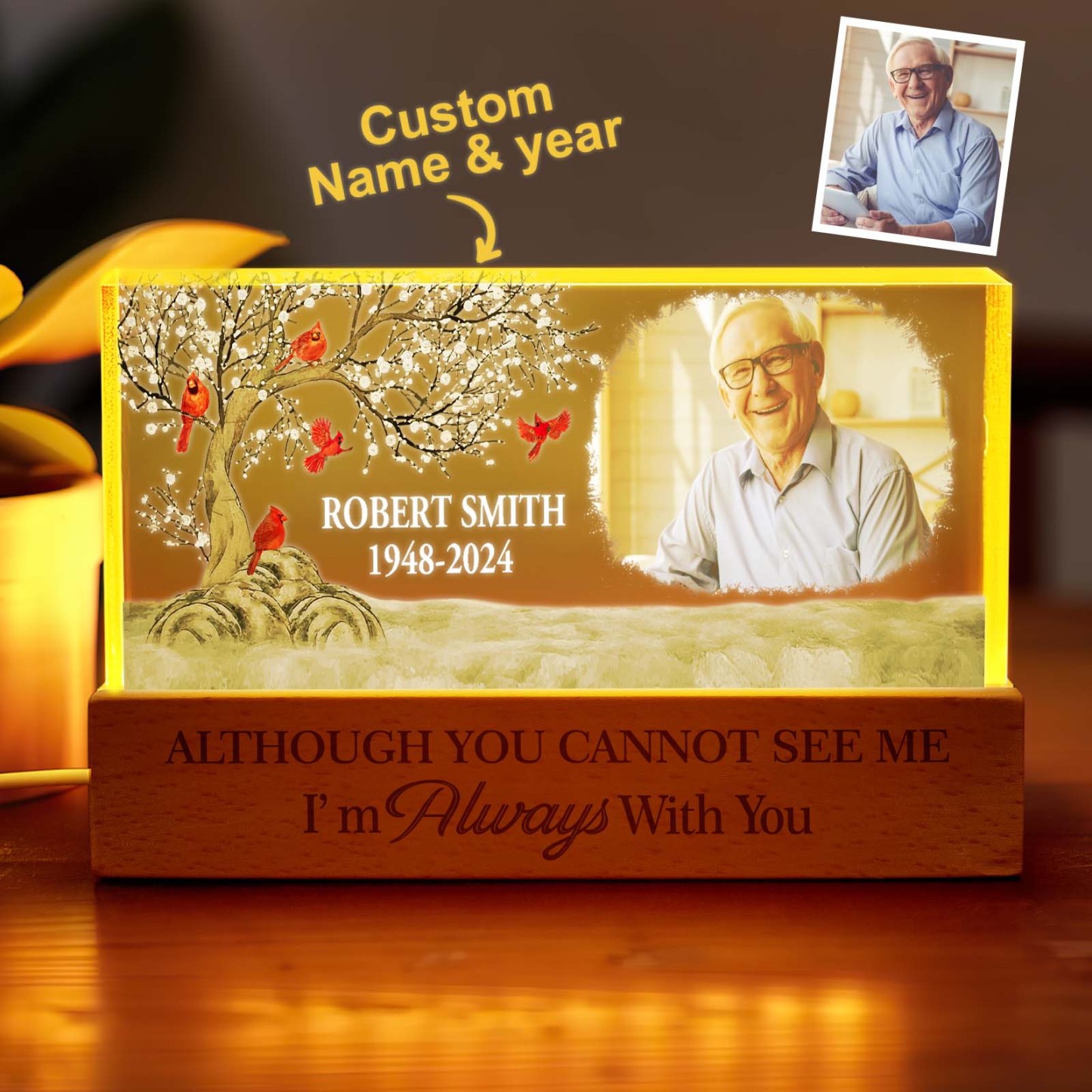 Personalized I'm Always With You Night Light Custom Photo Light Memorial Gift - soufeelus