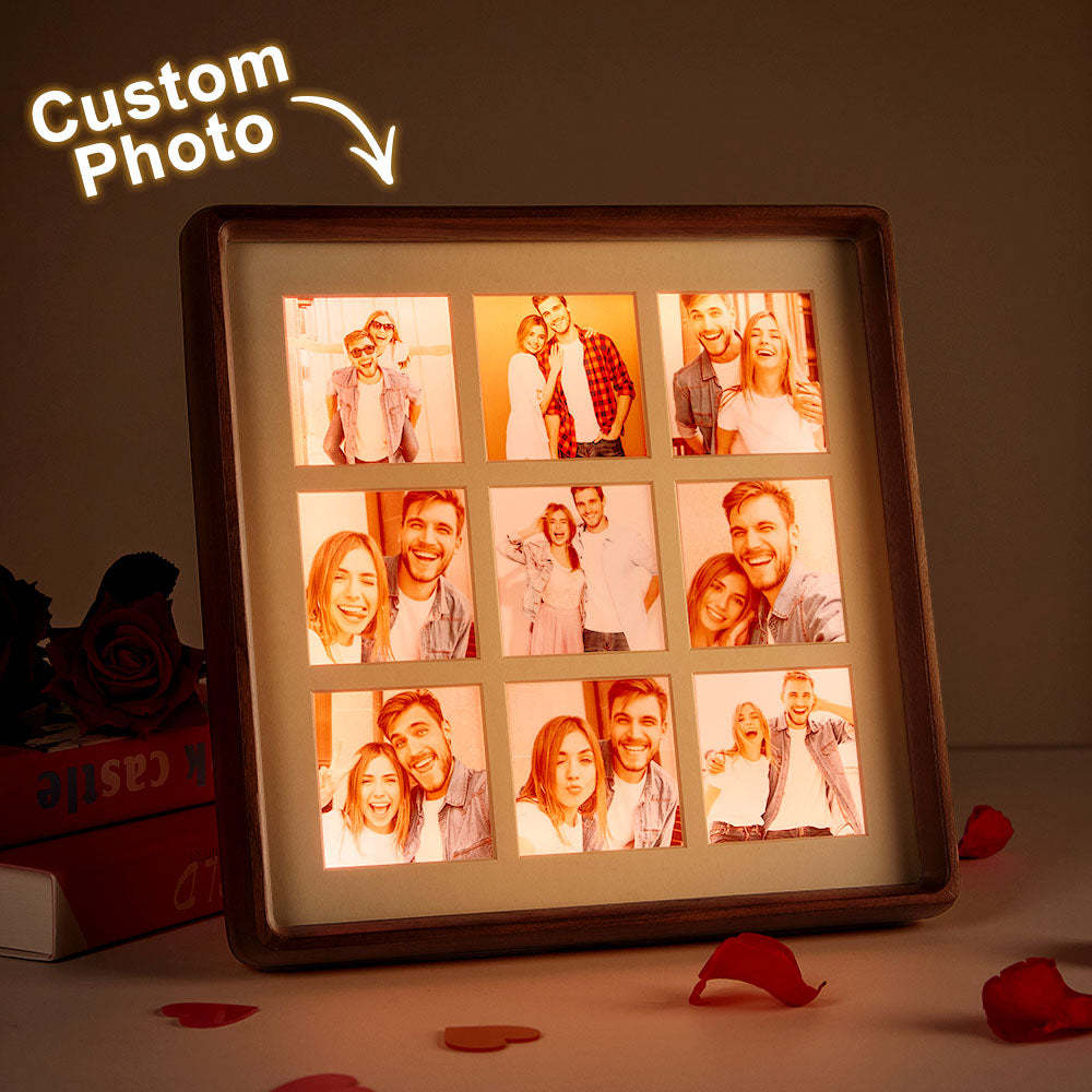 Personalized Photo Collage Photo Frame with Light Gift for Lover - soufeelus