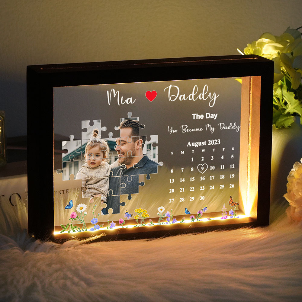 The Day You Became My Daddy Light Frame Box Personalized Gift Father's Day Gifts