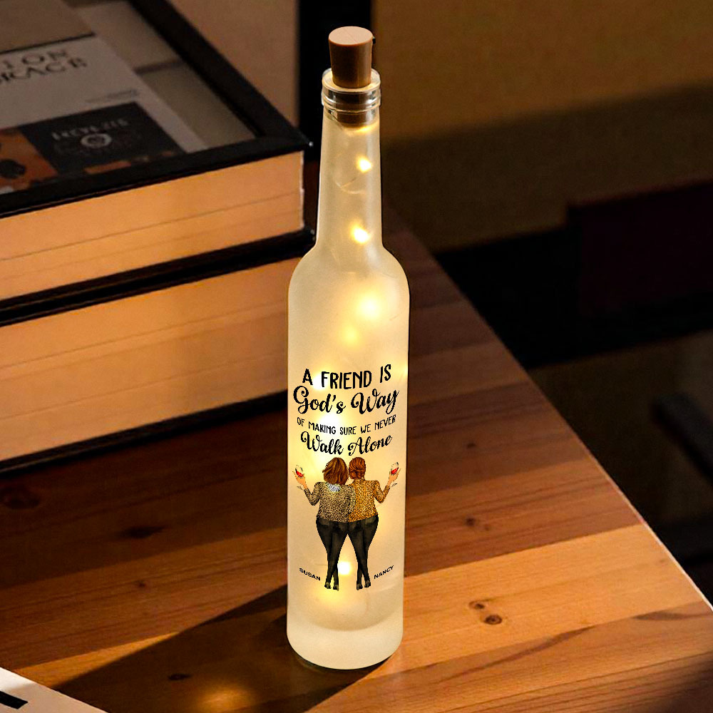 Friend We Never Walk Alone Personalized Bottle Lamp