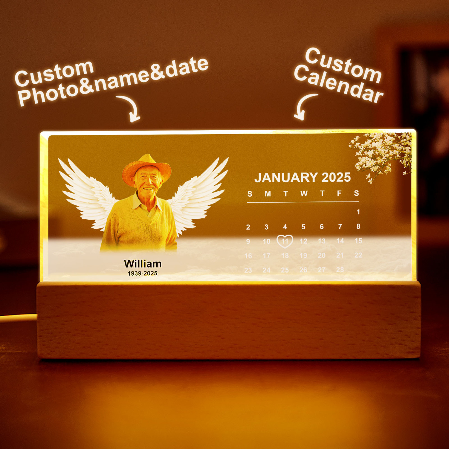 Cherished Memory of A Loved One Personalized Photo LED Night Light A Heartfelt Gift - soufeelus