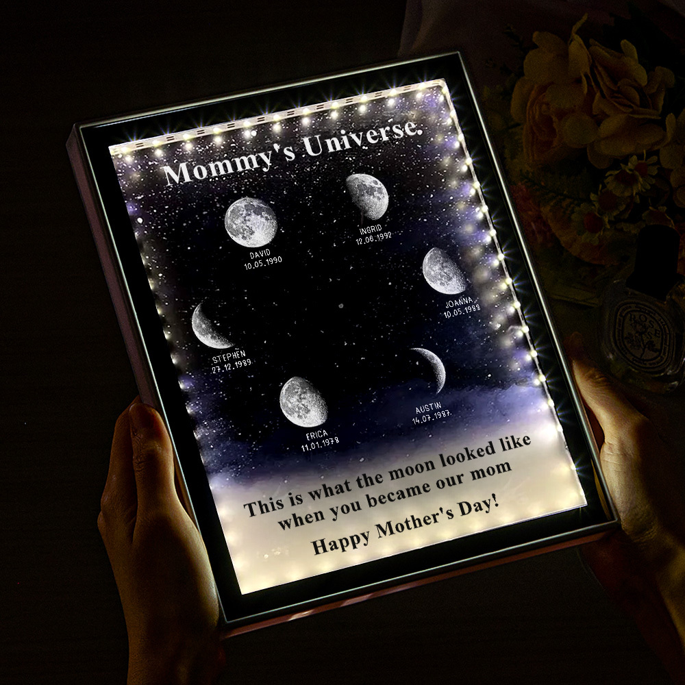 Starry Night Customize Birth Moon Phase Mirror Light Box