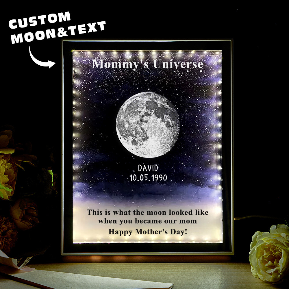 Starry Night Customize Birth Moon Phase Mirror Light Box Mother's Day 