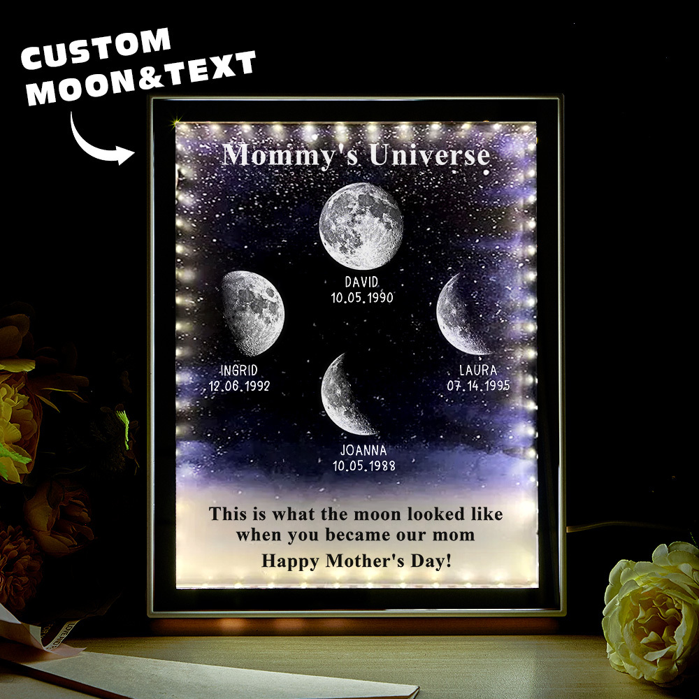 Starry Night Customize Birth Moon Phase Mirror Light Box