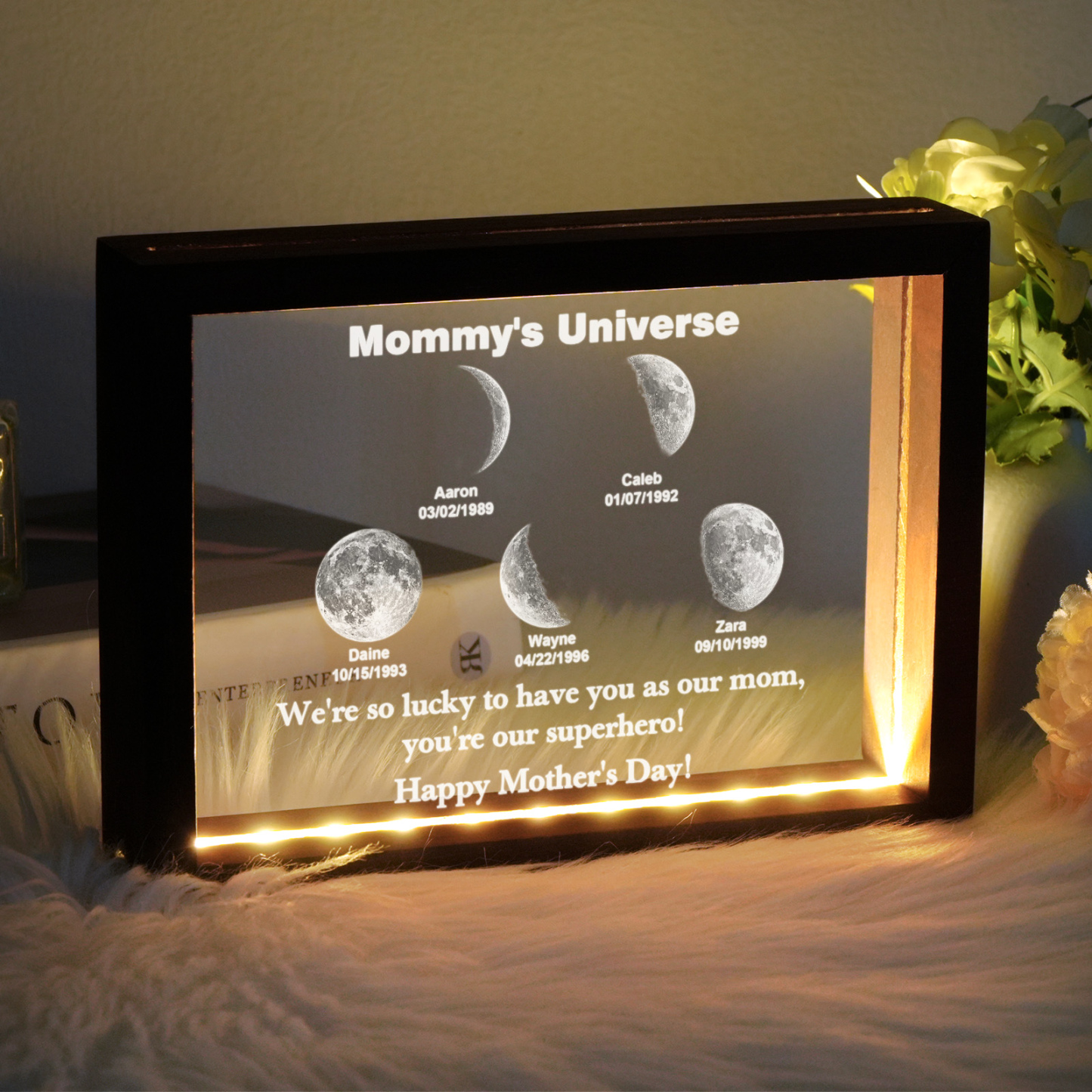 Custom Moon Phase night light Personalizd Birth Date Mother's day Gift for Mom