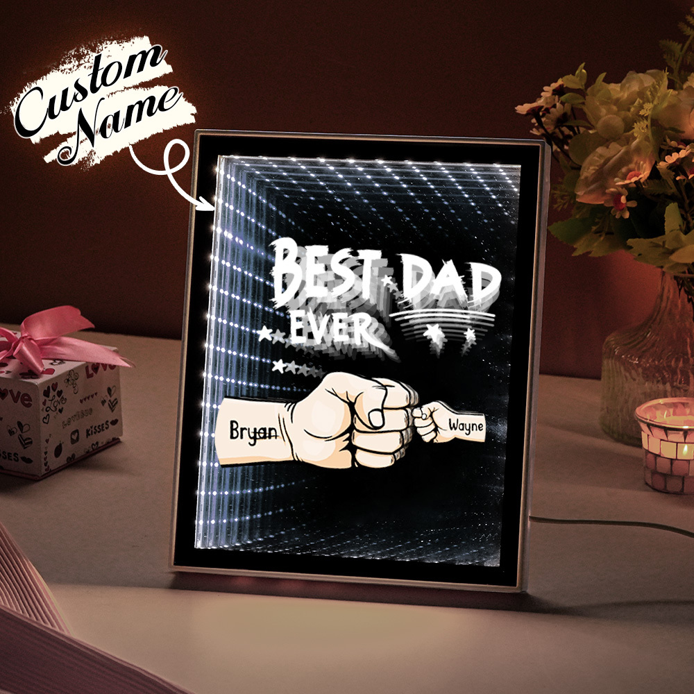 Fist Mirror Light Personalized Night Light Custom Kids Names Father's Day Gifts - soufeelus