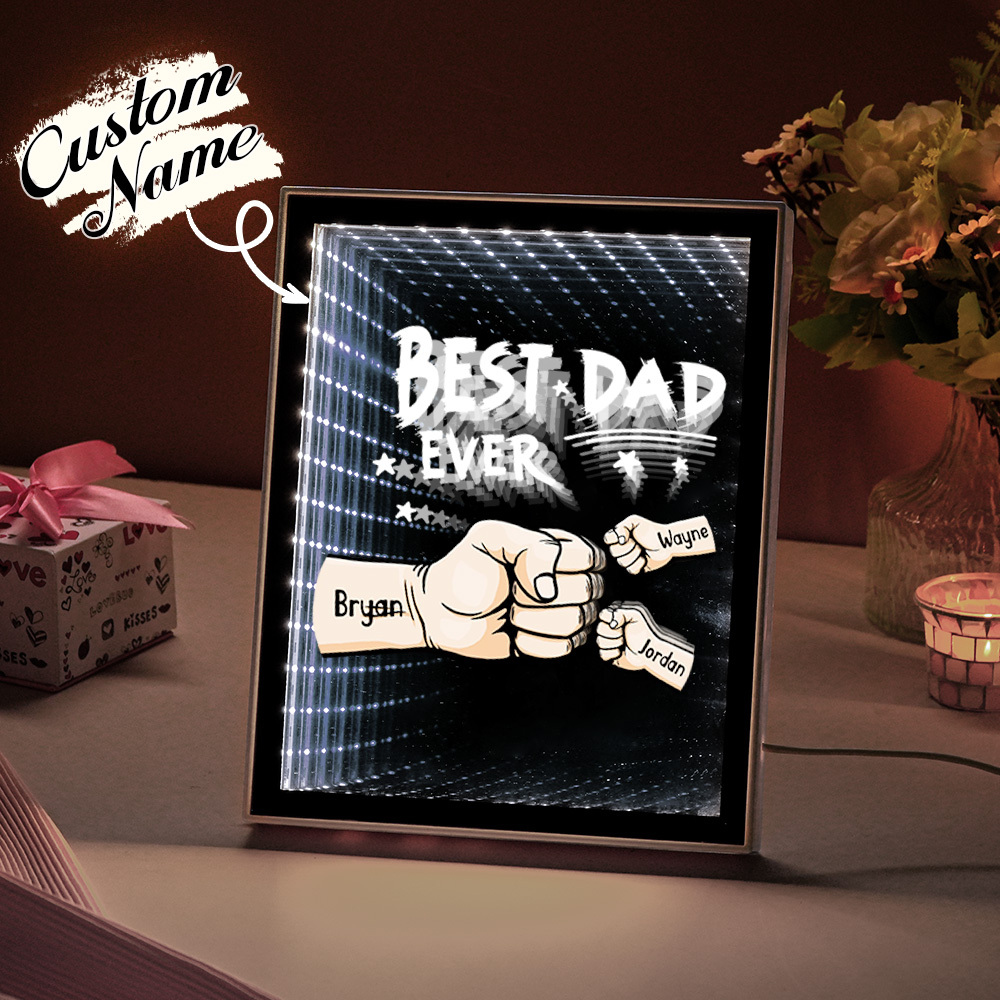 Fist Mirror Light Personalized Night Light Custom Kids Names Father's Day Gifts - soufeelus