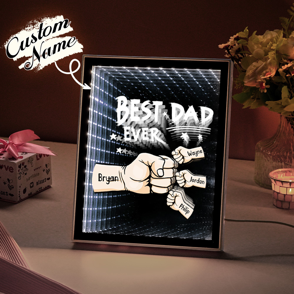Fist Mirror Light Personalized Night Light Custom Kids Names Father's Day Gifts - soufeelus