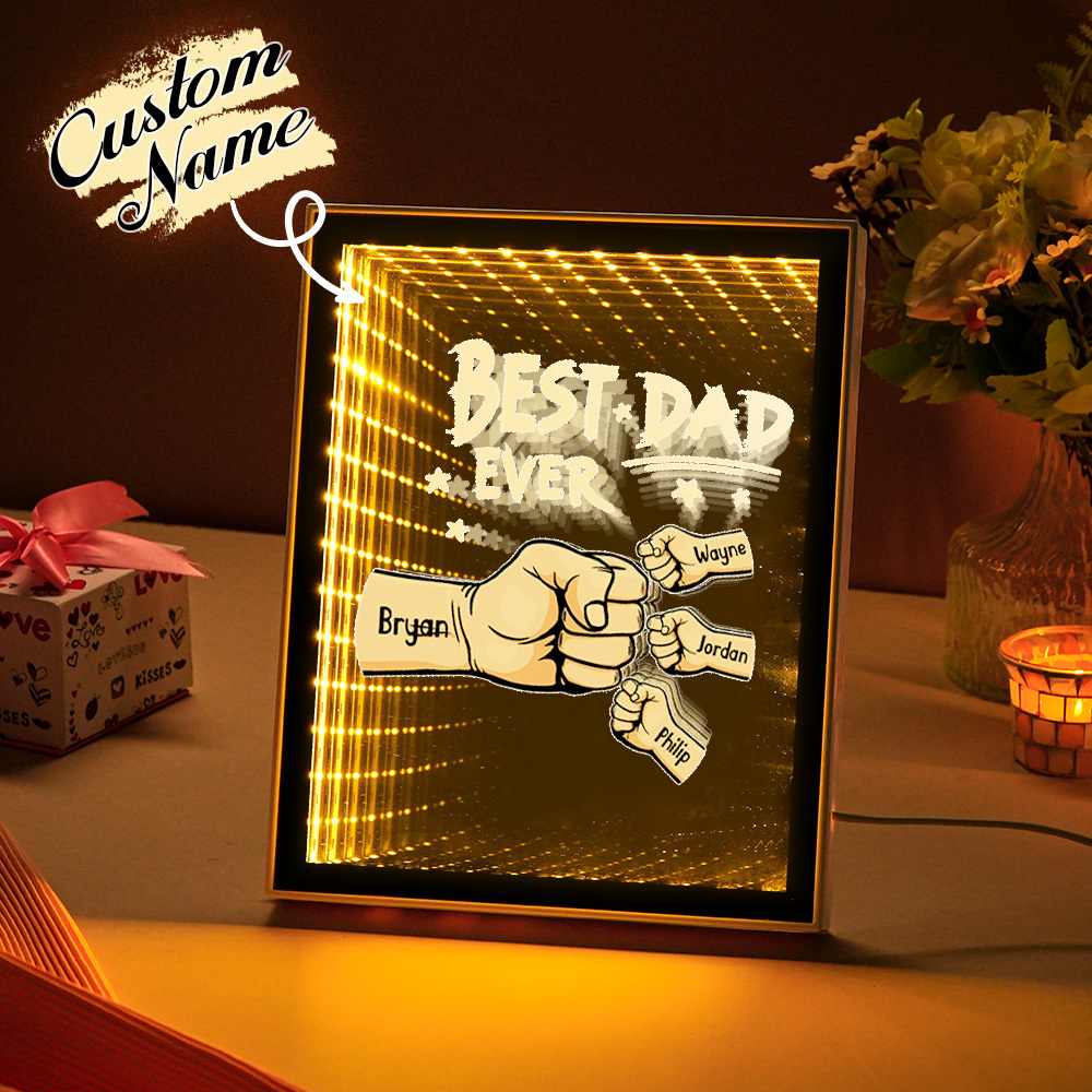 Fist Mirror Light Personalized Night Light Custom Kids Names Father's Day Gifts - soufeelus