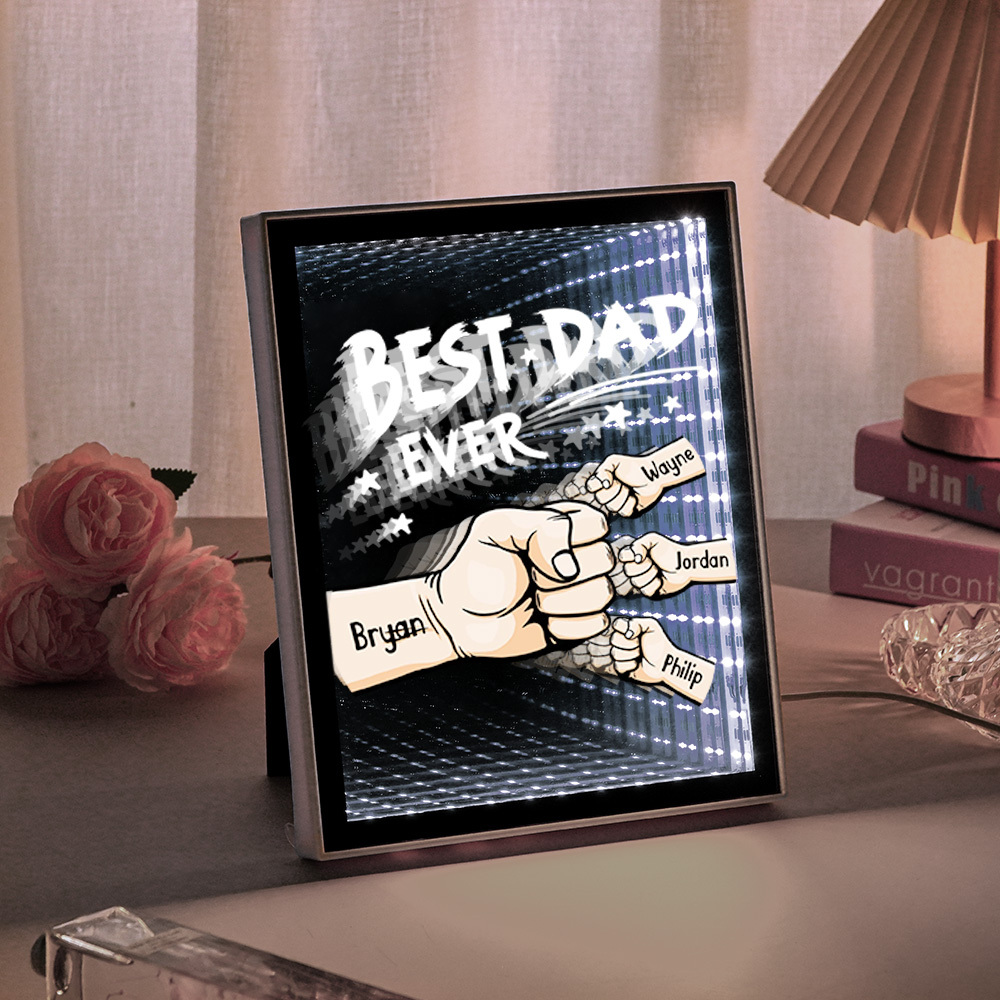 Fist Mirror Light Personalized Night Light Custom Kids Names Father's Day Gifts - soufeelus