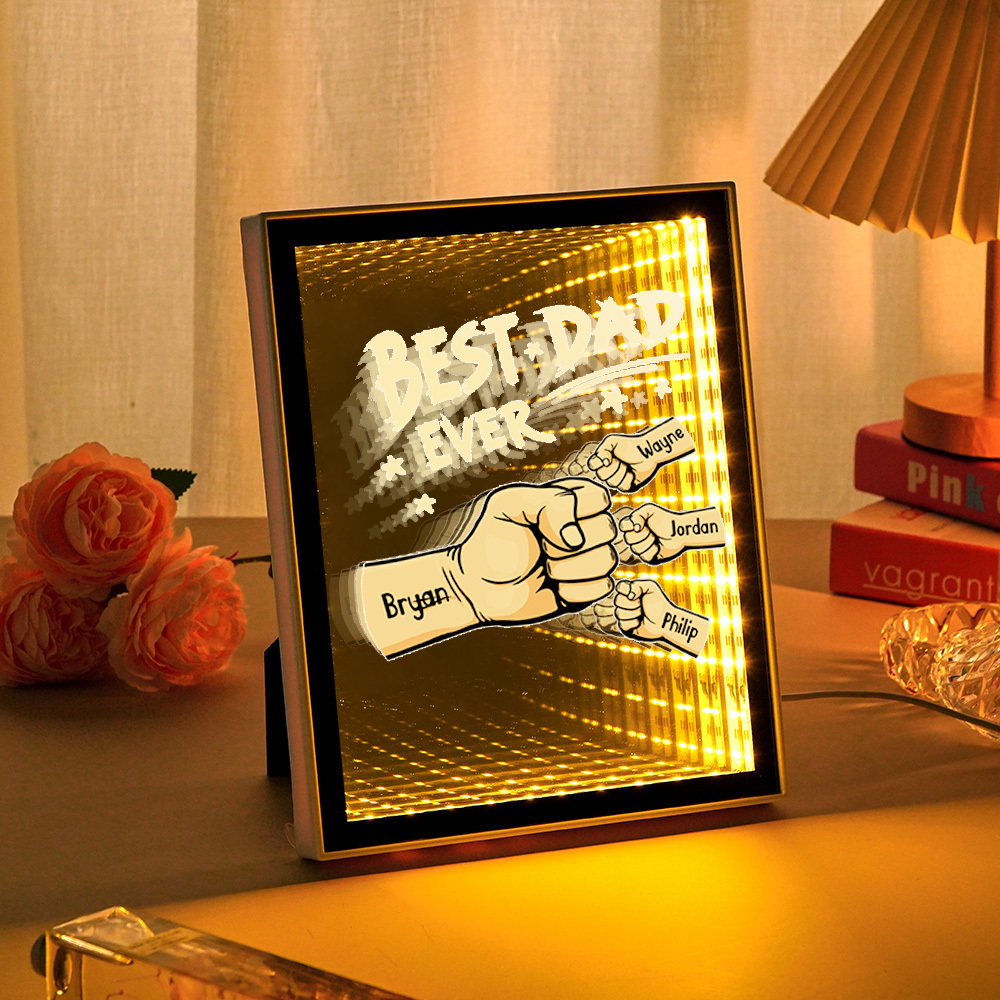 Fist Mirror Light Personalized Night Light Custom Kids Names Father's Day Gifts - soufeelus