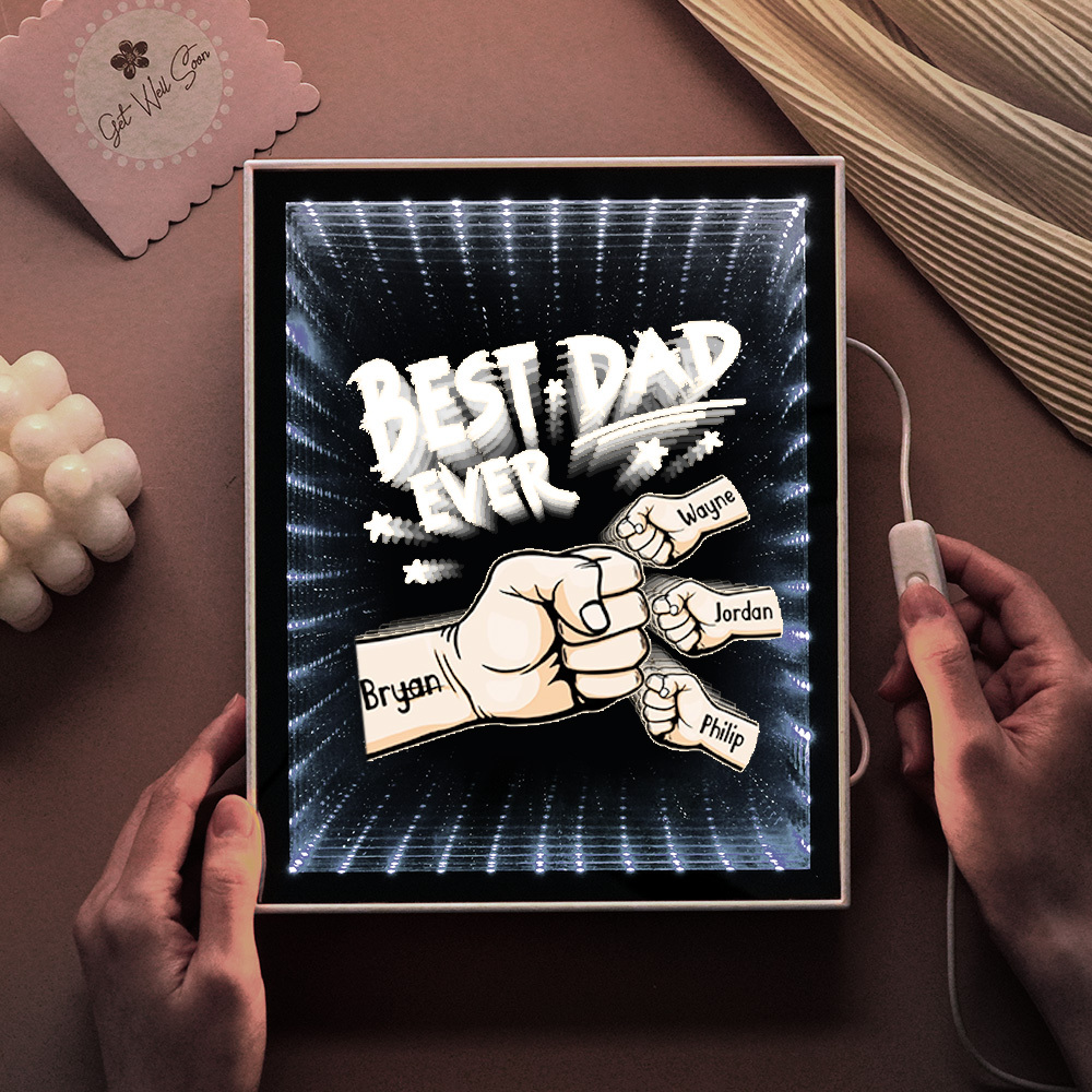 Fist Mirror Light Personalized Night Light Custom Kids Names Father's Day Gifts - soufeelus