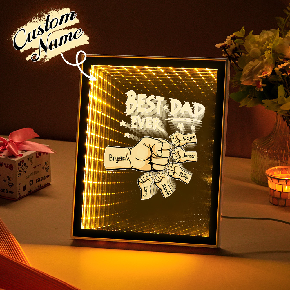 Fist Mirror Light Personalized Night Light Custom Kids Names Father's Day Gifts - soufeelus