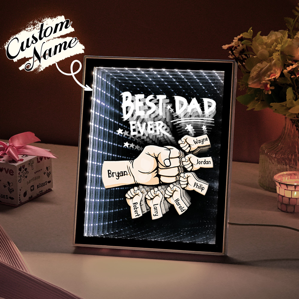 Fist Mirror Light Personalized Night Light Custom Kids Names Father's Day Gifts - soufeelus