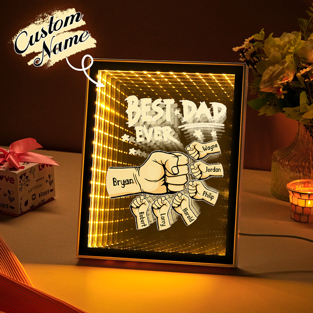 Fist Mirror Light Personalized Night Light Custom Kids Names Father's Day Gifts - soufeelus