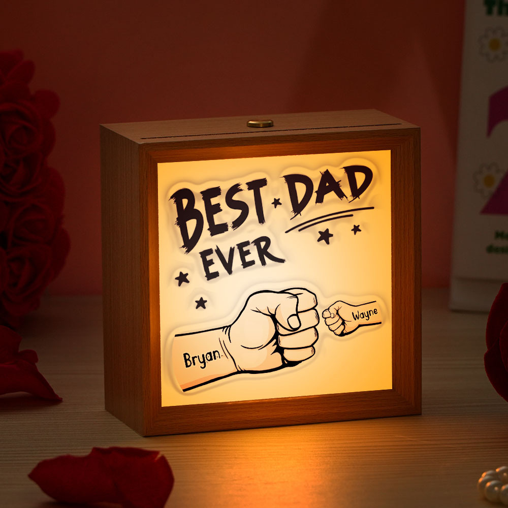 Personalized Mirror Light Custom Fist Mirror Night Light Custom Kids Names Best Gifts Father's Day Gifts - soufeelus