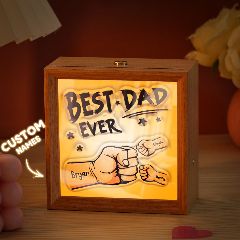 Personalized Mirror Light Custom Fist Mirror Night Light Custom Kids Names Best Gifts Father's Day Gifts - soufeelus