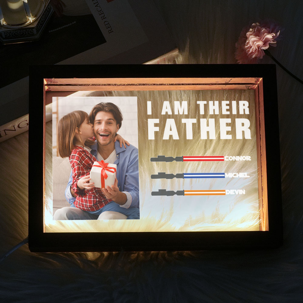 Personalized I Am Their Father Night Light Frame Box Saber Plaque Personalized Gift Father's Day Gifts - soufeelus