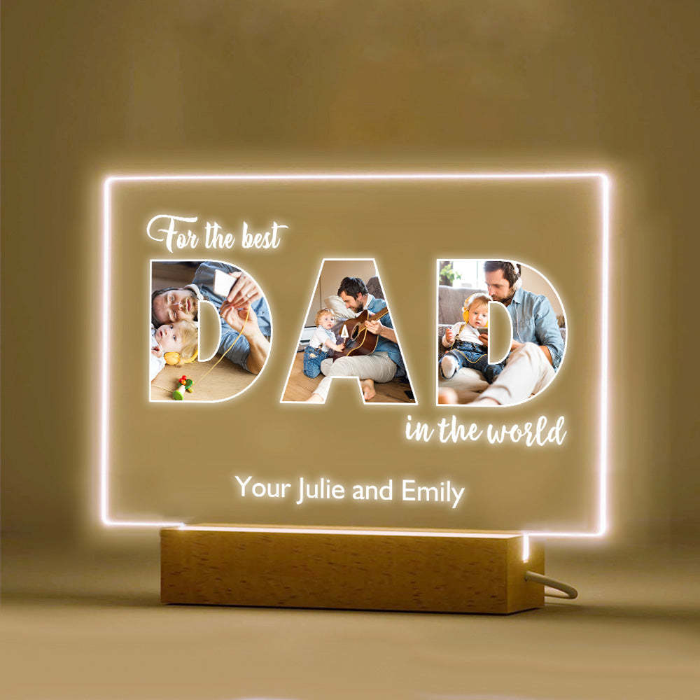 Custom Father's Day Night Light Personalized Photo Acrylic Lamp Gifts for Dad - soufeelus