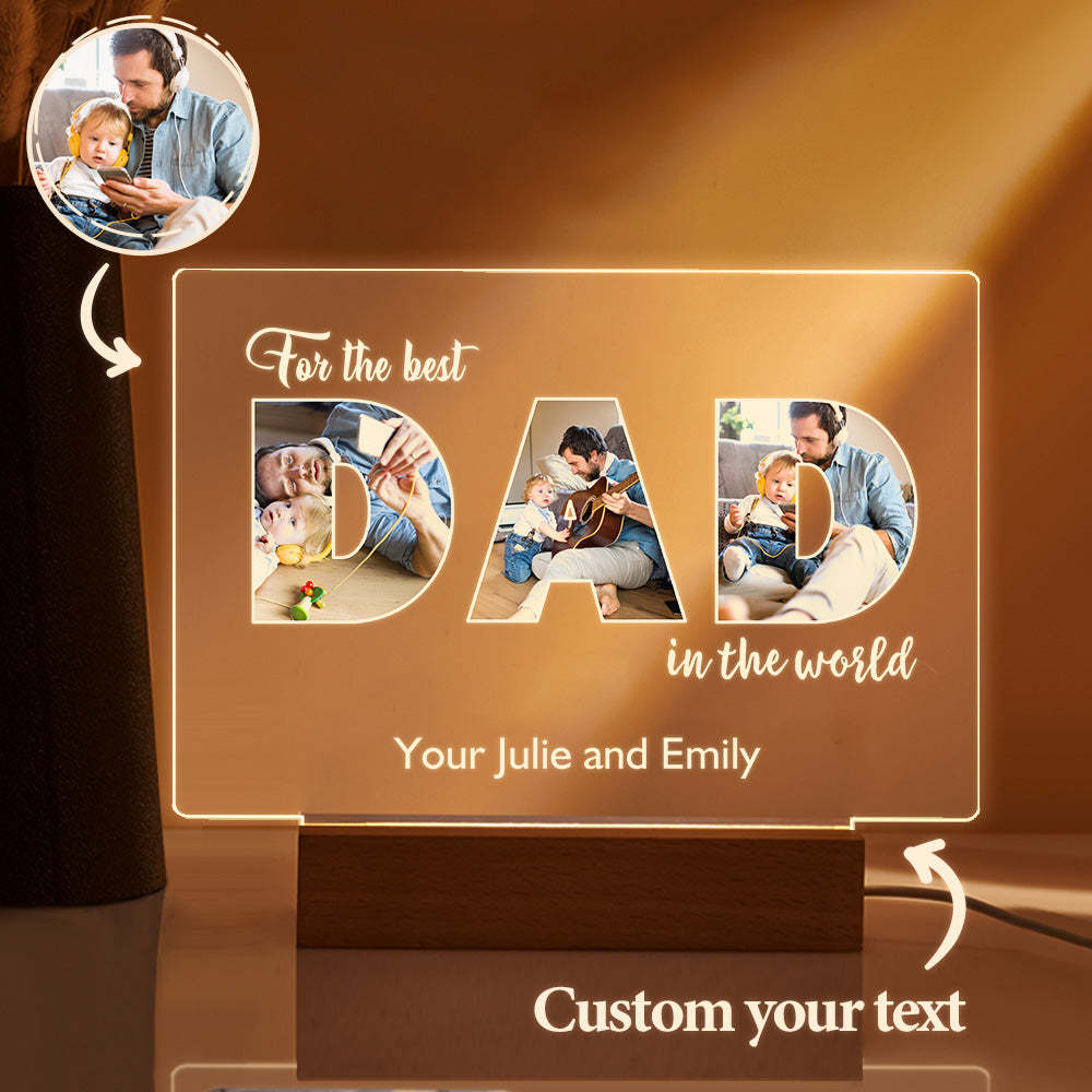 Custom Father's Day Night Light Personalized Photo Acrylic Lamp Gifts for Dad - soufeelus