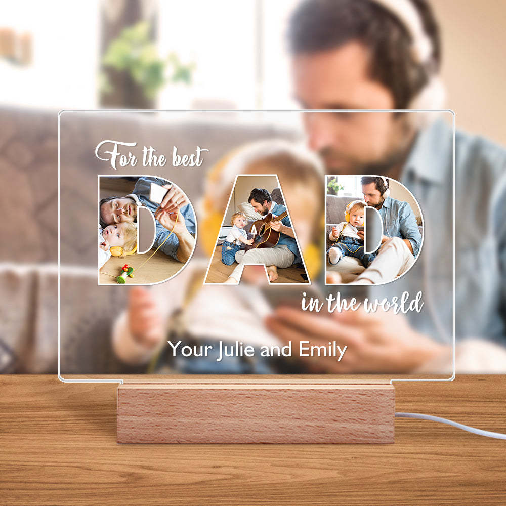 Custom Father's Day Night Light Personalized Photo Acrylic Lamp Gifts for Dad - soufeelus