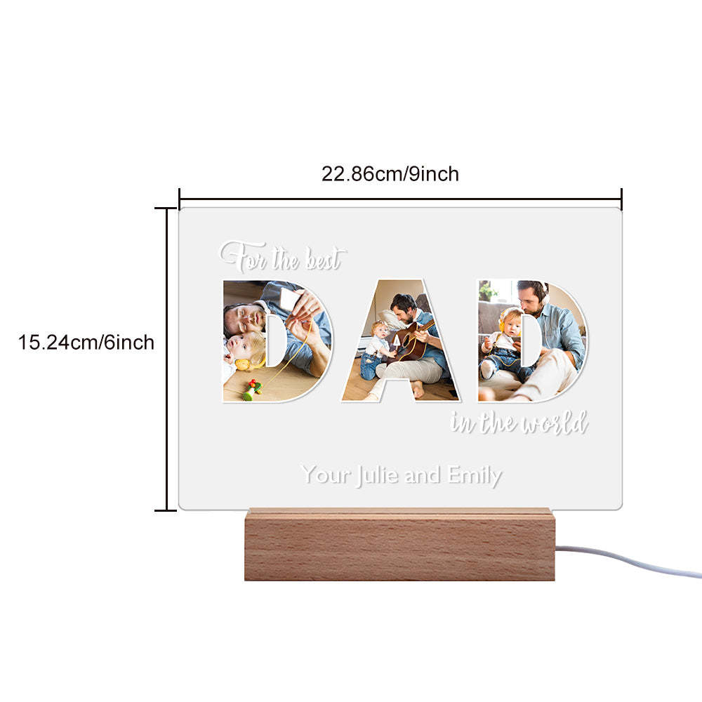 Custom Father's Day Night Light Personalized Photo Acrylic Lamp Gifts for Dad - soufeelus