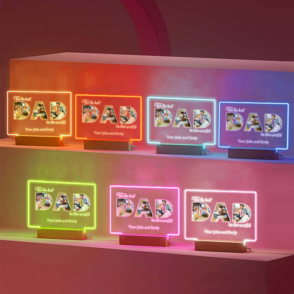 Custom Father's Day Night Light Personalized Photo Acrylic Lamp Gifts for Dad - soufeelus