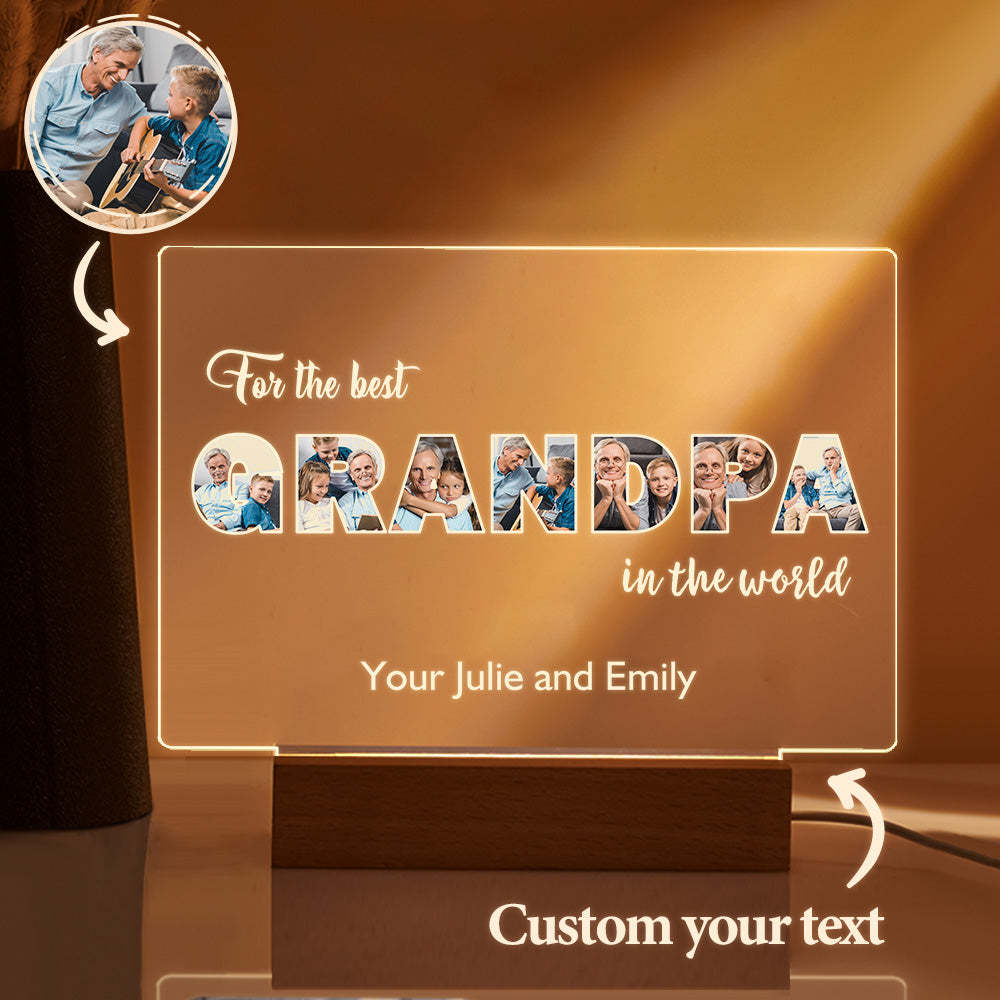 Custom Night Light Personalized Photo Acrylic Lamp Father's Day Gifts for Grandpa - soufeelus